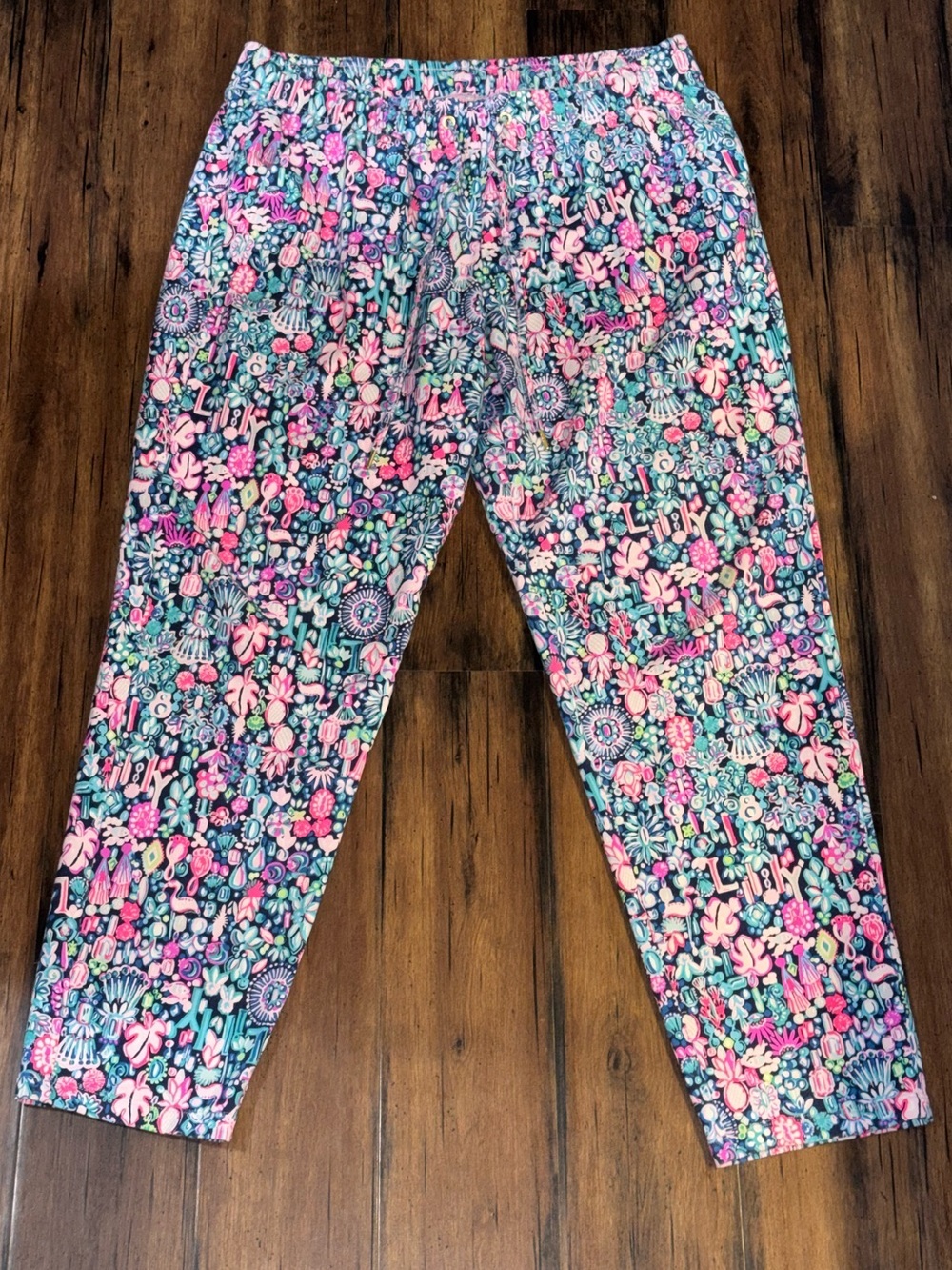 Lilly Pulitzer Emora Knit Pant Low Tide Navy Jewely Print Size Large